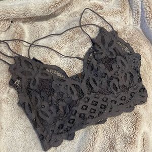 NWOT Free People One Adela lace bralette size small dark Gray PRISTINE!